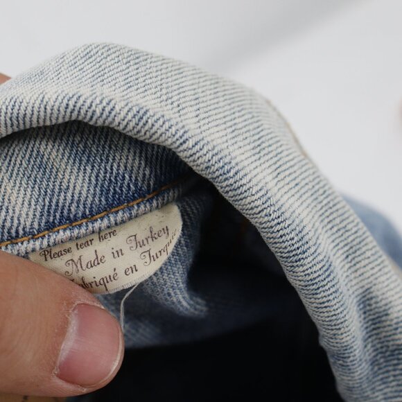 Levis LVC Jacket Womens Small Orange Tab Cotton Embroidered Sleeve Denim Trucker - Picture 14 of 16
